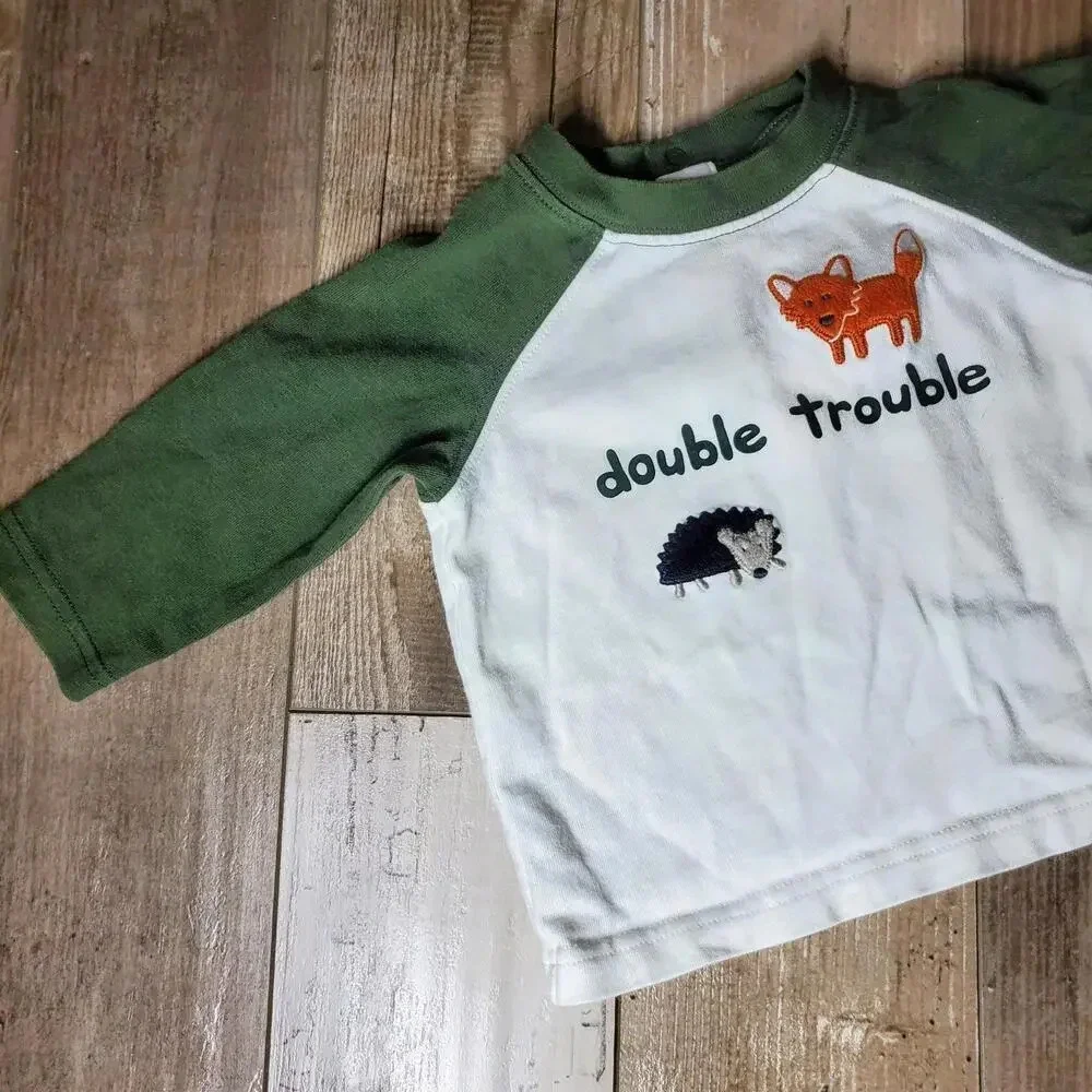 Gymboree Green and White Baby Boy Casual Outdoor Adventure Top Bundle Size 6-12m